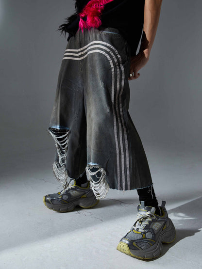 Ripped Dirty Dyed Stripped Jorts