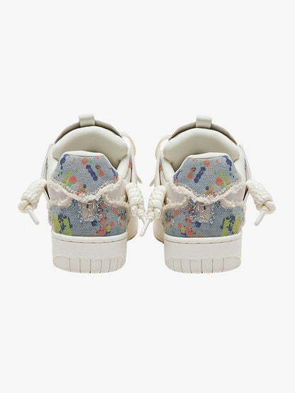 Rubber Sole Contrast Color Destruction Tassel Sneakers - 2356