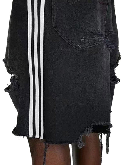 Retro Whisker Raw Edge Denim Shorts