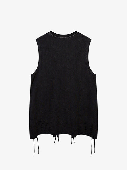 Raw Edge Butterfly Print Vest