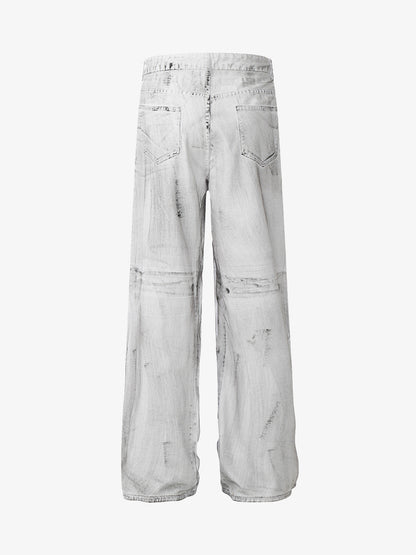Street Batik Deconstructed Split Jeans