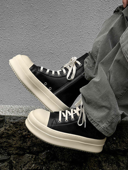 Rubber Sole High-Top Side Zipper Platform Sneakers - 2273