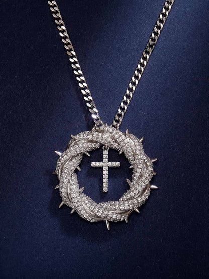 Twisted Cross Zircon Pendant Copper Necklace