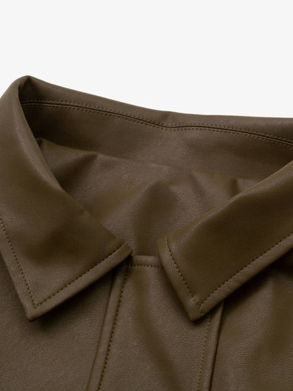 Thesupermade Lettering Embroidered Leather Bomber Jacket