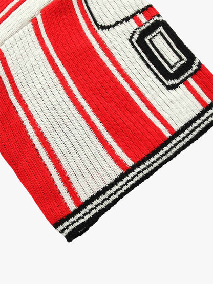 Thesupermade Vintage Striped Baseball Short-sleeved Knit Sweater - 2249