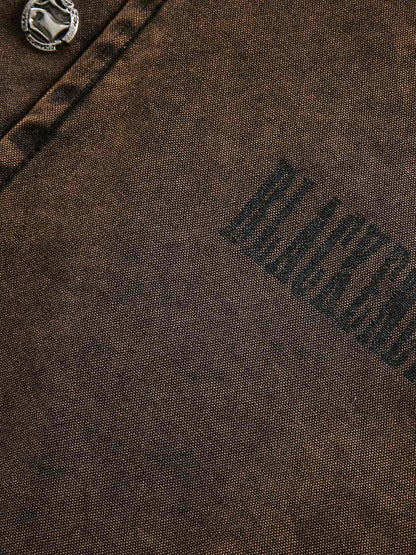 Distressed Washed Rivet Hooded Denim Sweatshirt