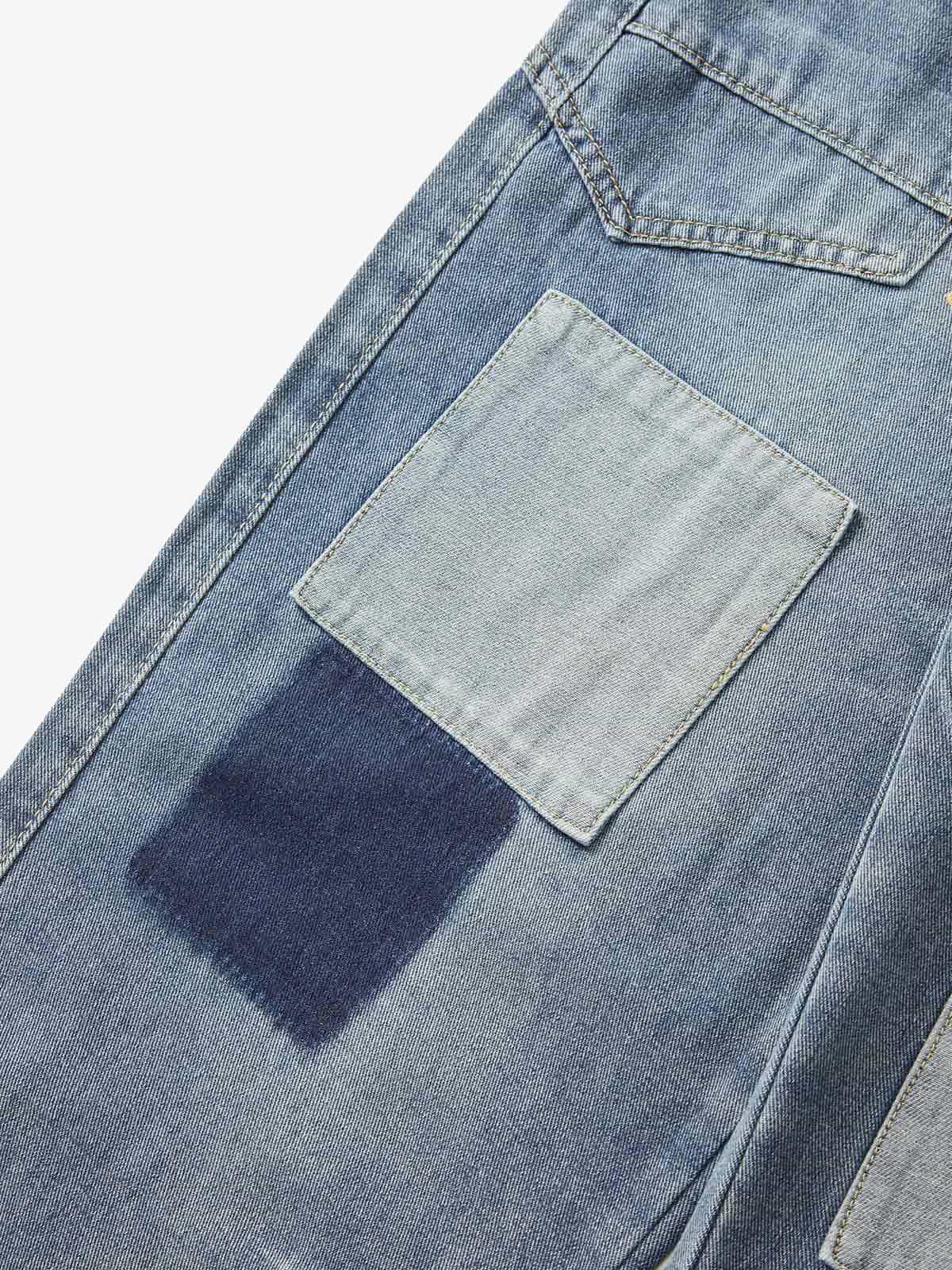 Thesupermade Drawstring Denim Patch Washed Jeans