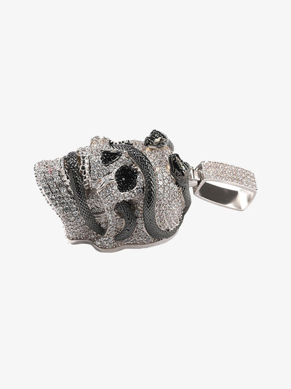 Skull Snake Zircon Copper Necklace