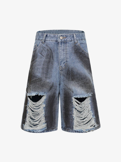 Thesupermade High Street Washed Distressed Denim Shorts
