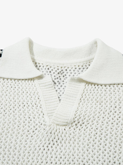 Knitted Short Sleeve Polo Sweater