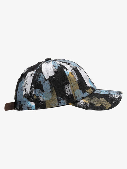 Distressed Abstract Print Baseball Cap