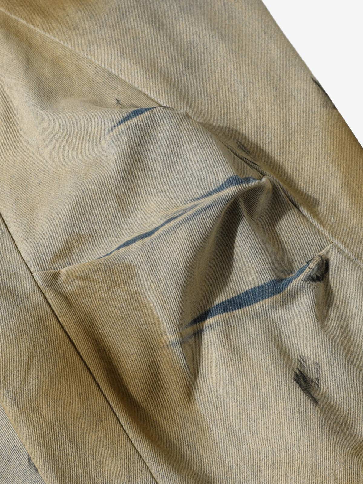 Washed Graffiti Spray Paint Barrel Jeans