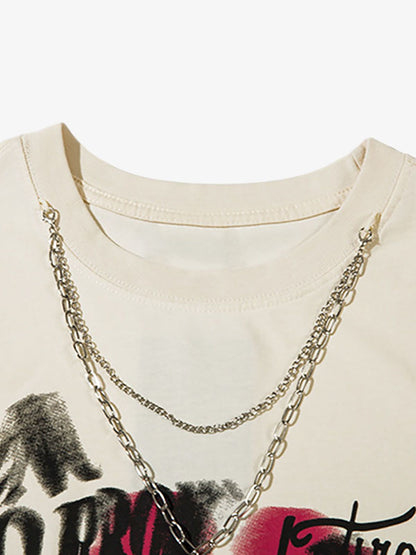 Street Necklace Graffiti Spray-Painted Vest