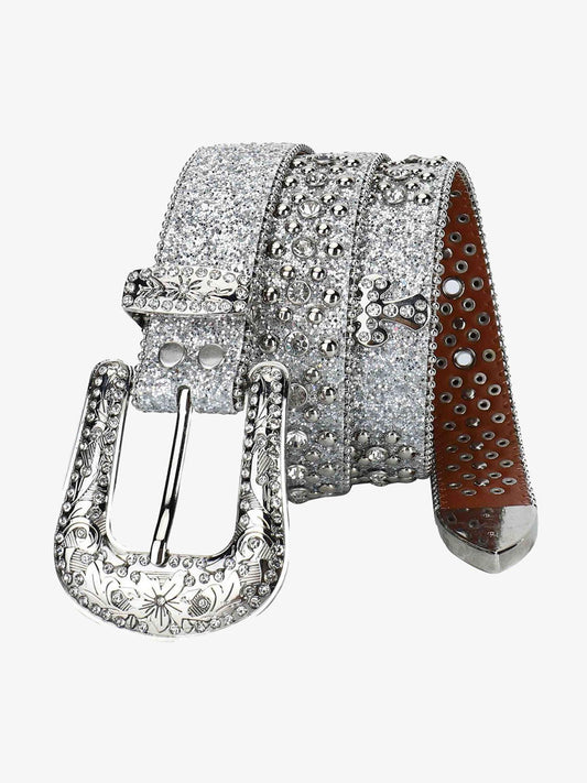 Thesupermade Studded Rhinestone Belt-1797