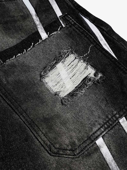 Street Stripe Dirty Dye Barrel Jeans