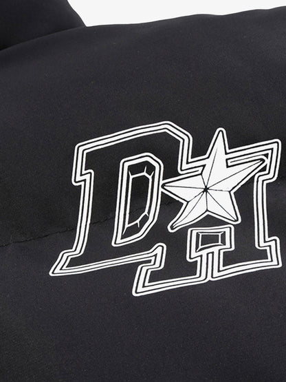 Retro Letter Print Down Jacket - 1393