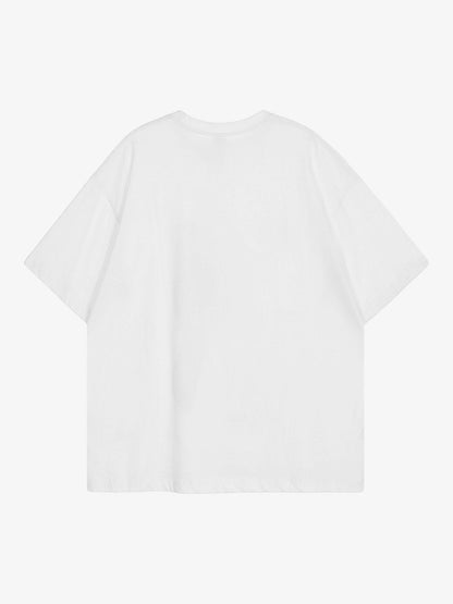 Thesupermade American Tide Loose Print Round Neck T-shirt -1640