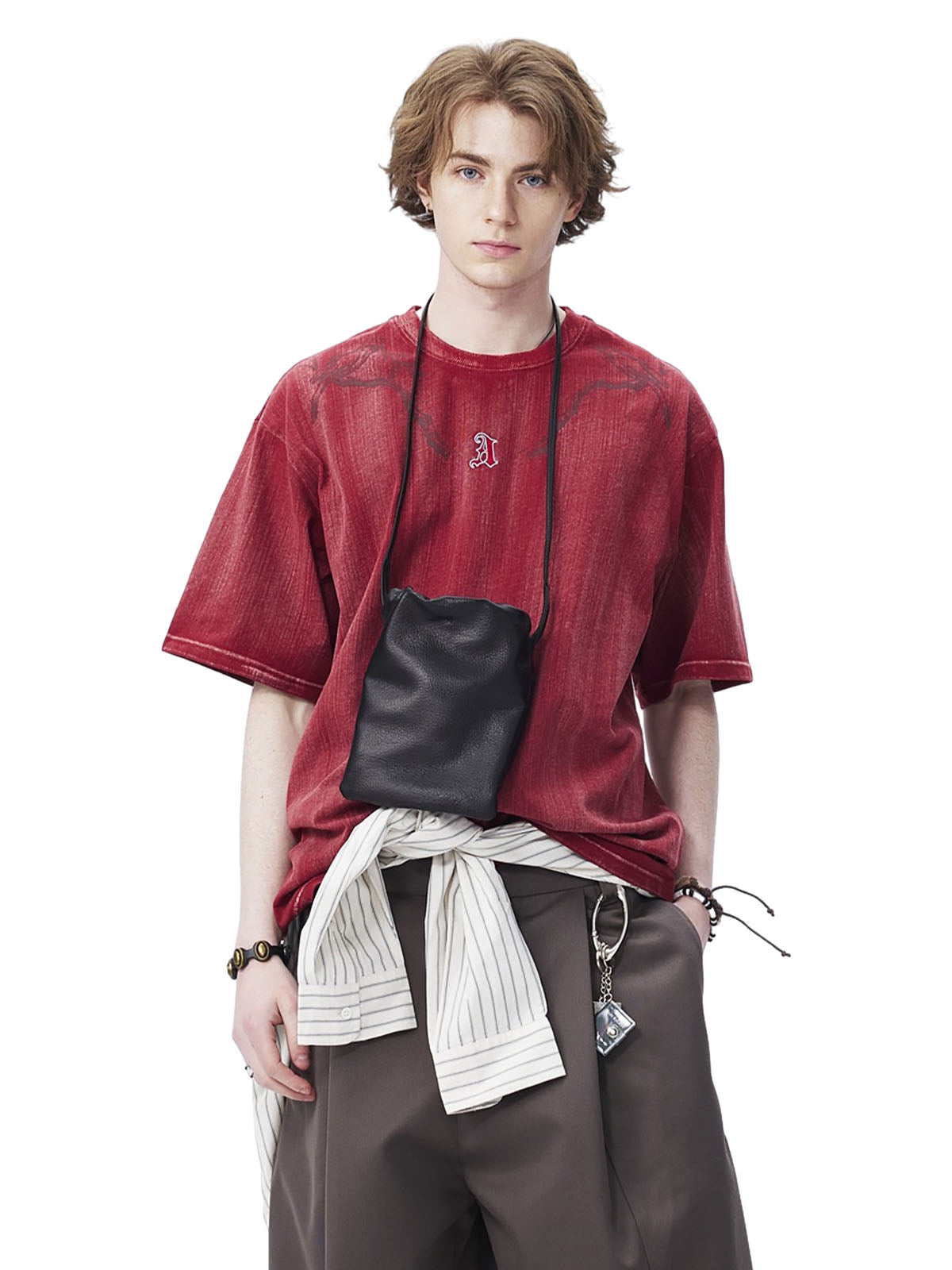 Distressed Embroidered Letter T-Shirt