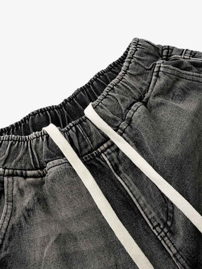 Washed Cargo Denim Shorts - 2382