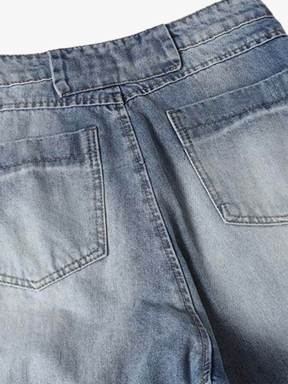 Distressed Washed Deconstructed Barrel Jeans