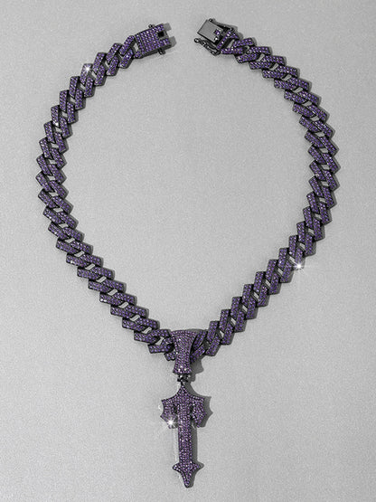 Thesupermade Purple Diamond Cuban Necklace