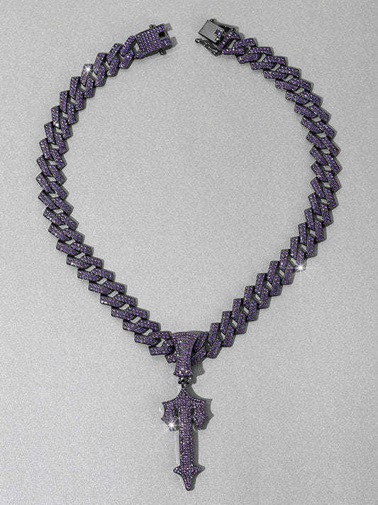 Thesupermade Purple Diamond Cuban Necklace