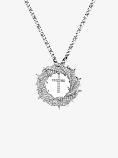 Twisted Cross Zircon Pendant Copper Necklace