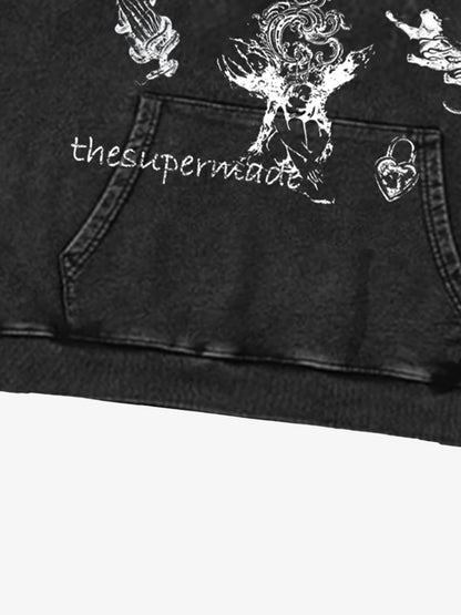 Thesupermade Distressed Gothic Insignia Print Sweatshirt