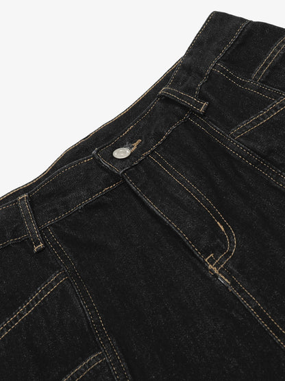 Contrast Stitched Patch Pocket Denim Jorts