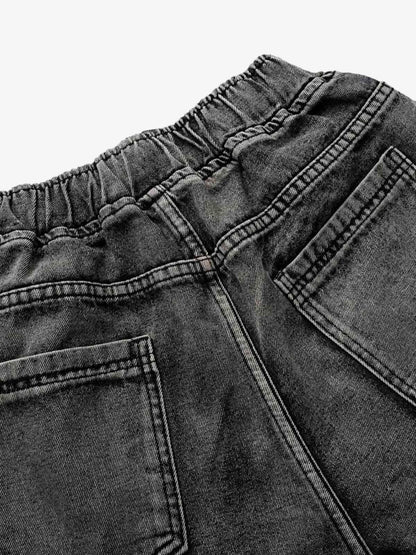 Washed Cargo Denim Shorts - 2382