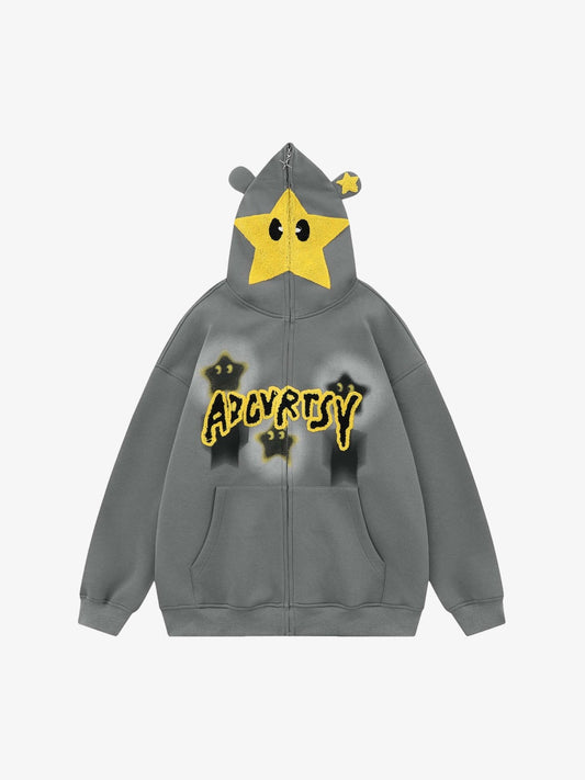 Thesupermade Star Embroidered Hooded Sweatshirt - 1843