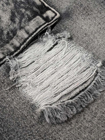 Distressed Cargo Denim Shorts - 2378