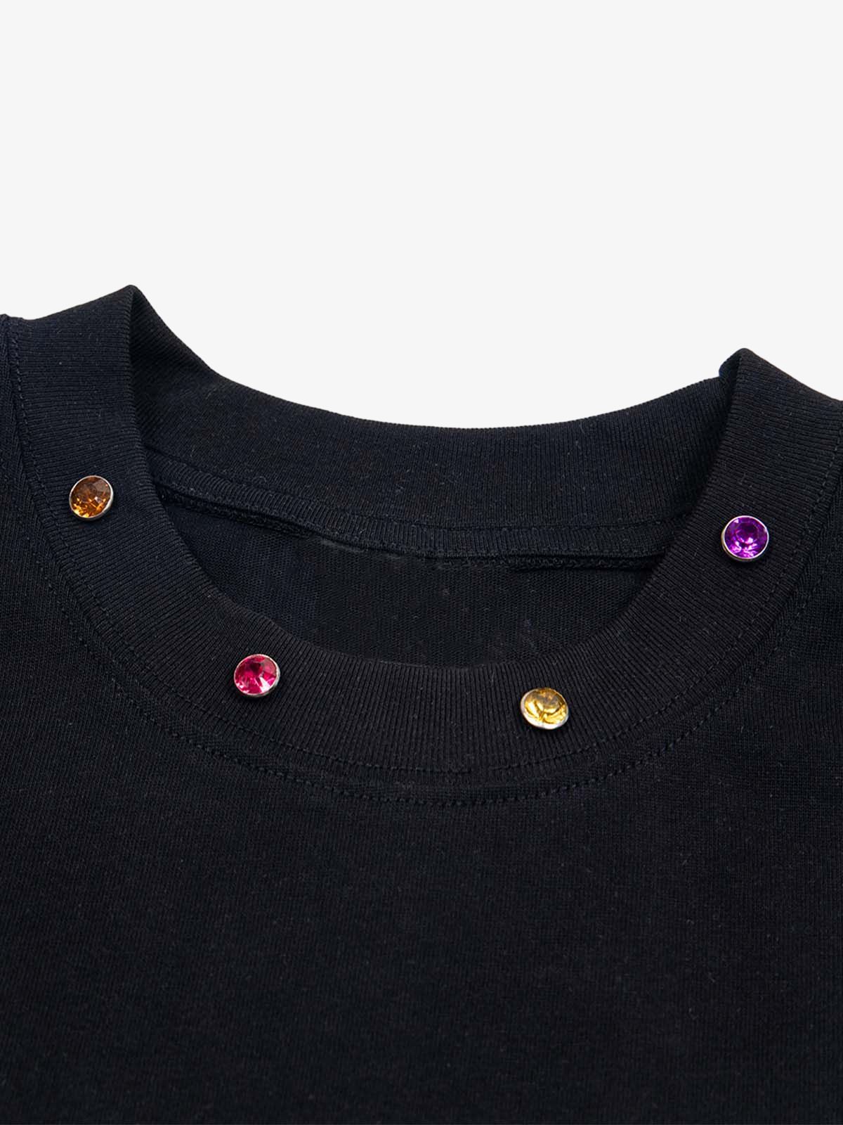 Street Retro MOOD Patch Embroidered Rivet T-shirt