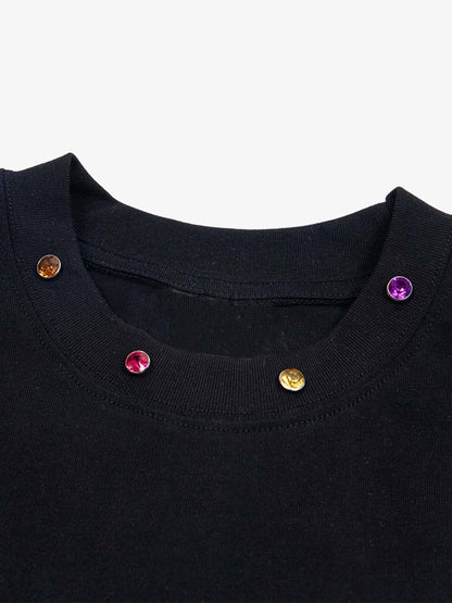 Street Retro MOOD Patch Embroidered Rivet T-shirt