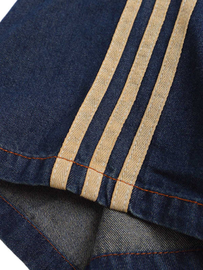 Vintage Distressed Washed Gradient Denim T-shirt