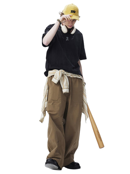 Distressed Embroidered Letter T-Shirt