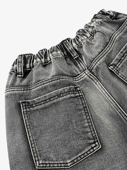 High-Waisted Multi-Pocket Denim Cargo Shorts