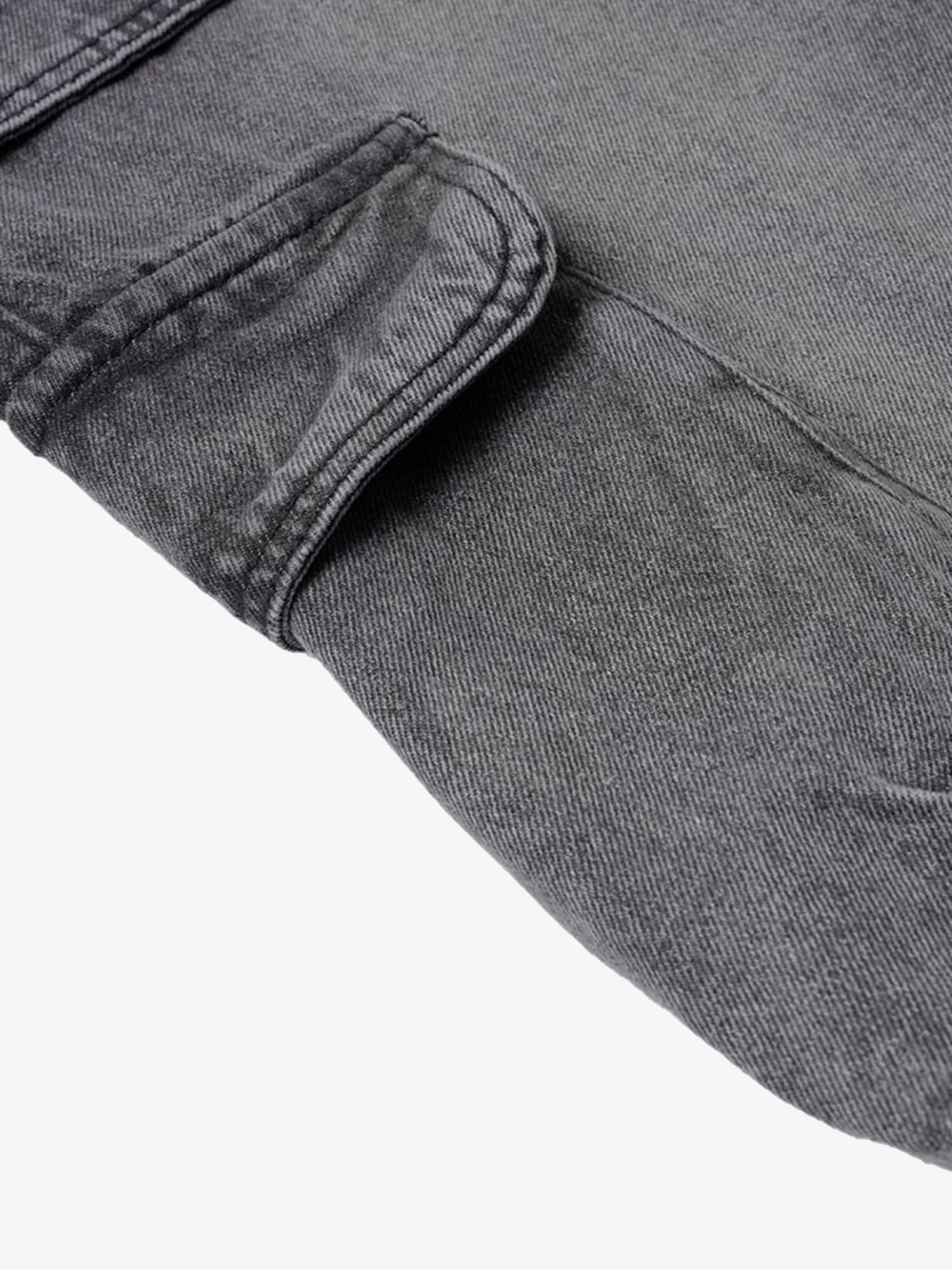 Washed Distressed Multi-Pocket Cargo Jeans