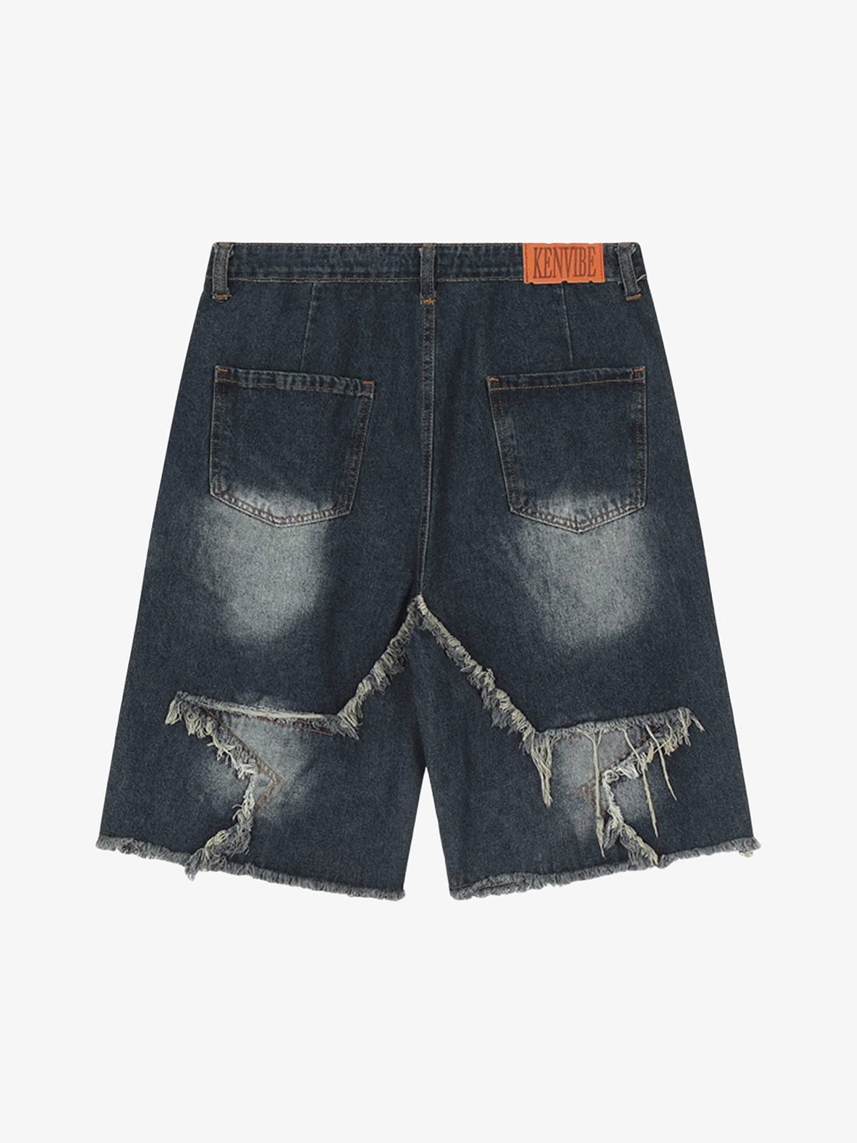 Thesupermade American Pentagram Tassel Patch Denim Shorts - 1681