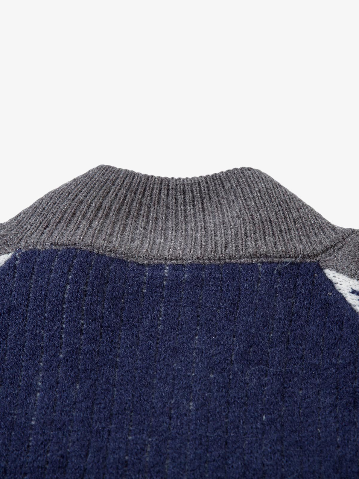 Retro Contrast Color Cardigan Knitted Sweater