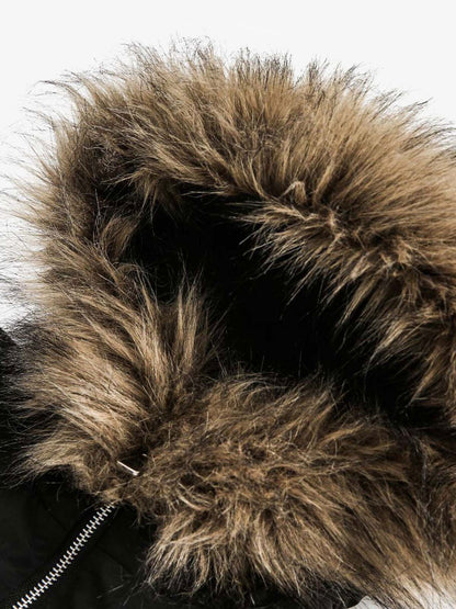 Embroidered Fur Hooded Quilted Jacket