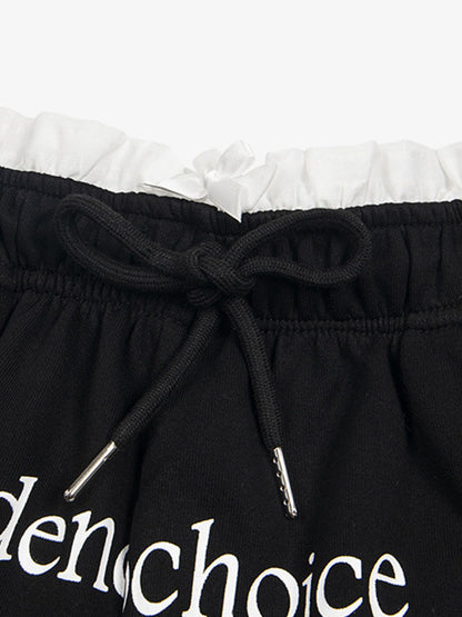 Elastic Letter Double Waist Shorts