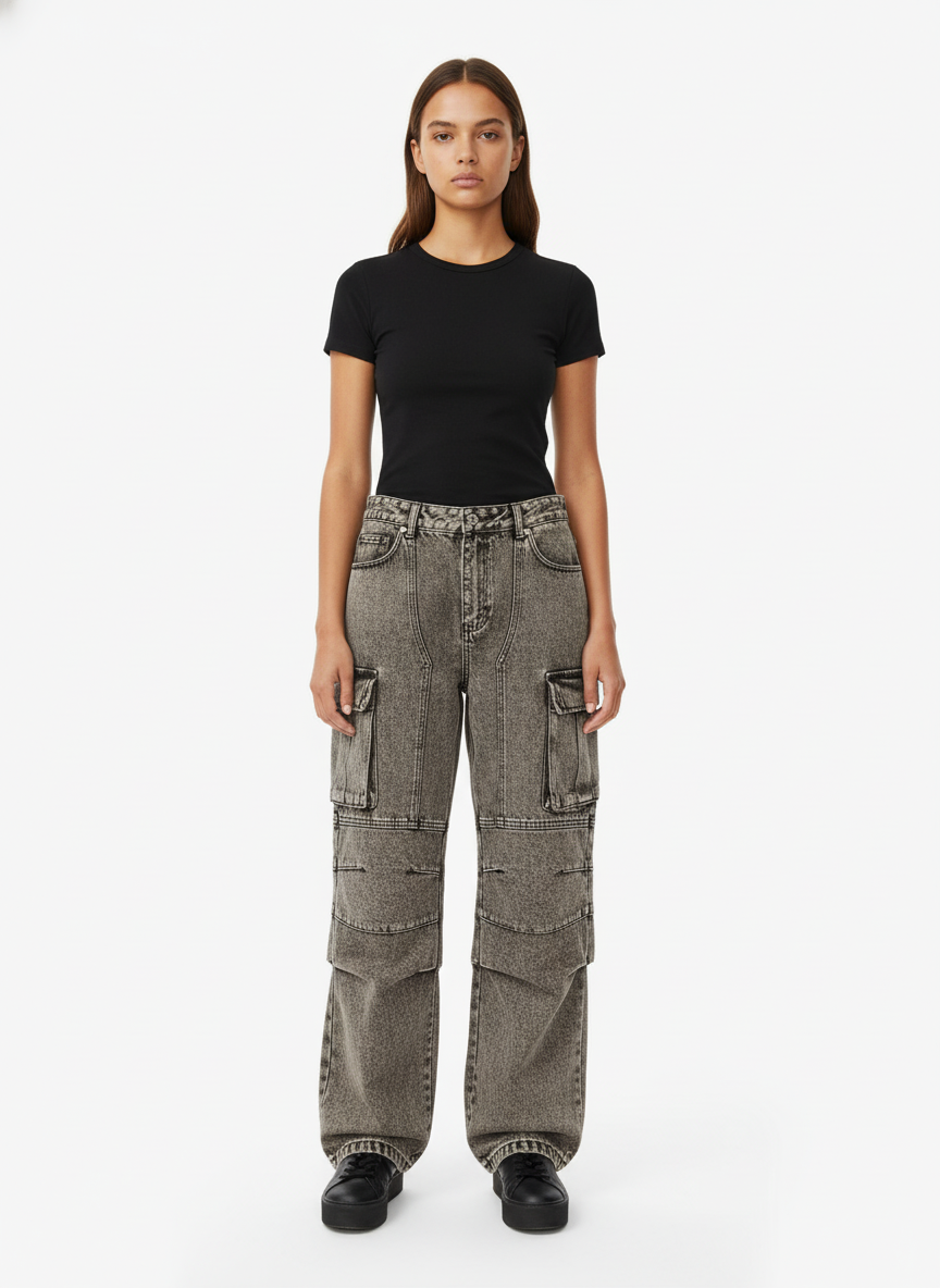 Thesupermade American Street Style Washed Distressed Work Jeans - 2354