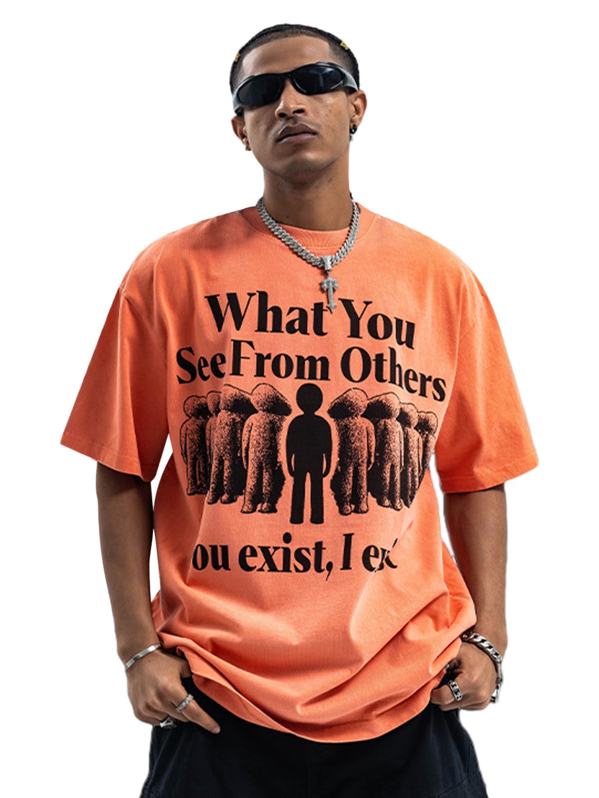 Street Retro Portrait Letter Print T-Shirt