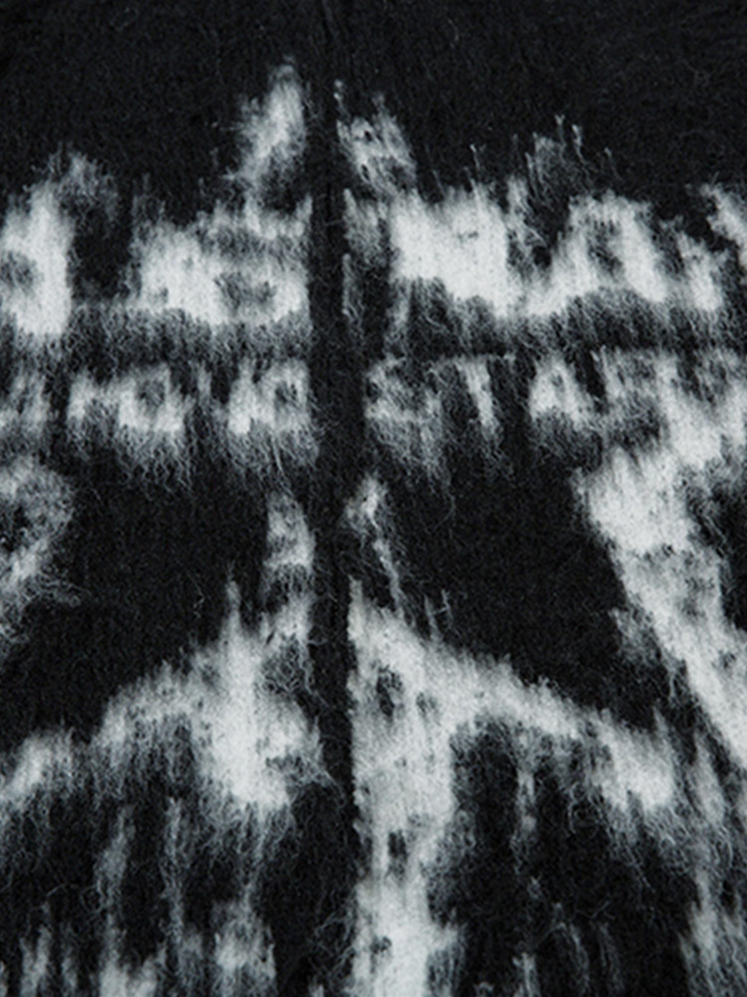 Thesupermade Star Mohair Fuzzy Hooded Zip Up Sweater