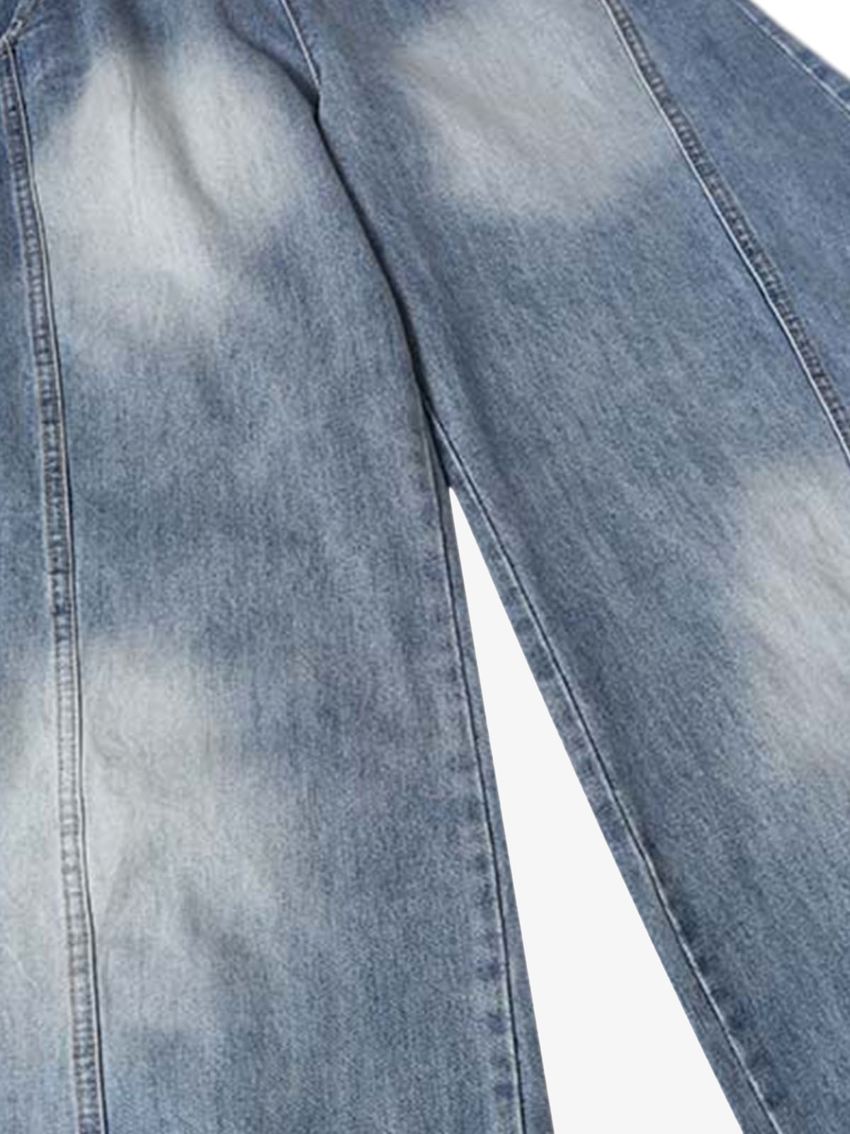 Distressed Washed Deconstructed Barrel Jeans
