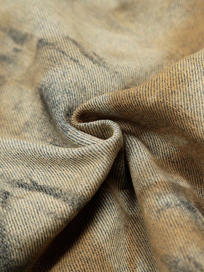 Distressed Tie-Dye Denim Shorts