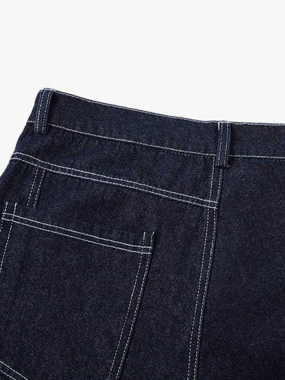 Deconstructed Contrast Stitching Barrel Jeans - 2326