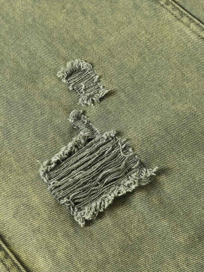 Washed Distressed Ripped Barrel Jeans