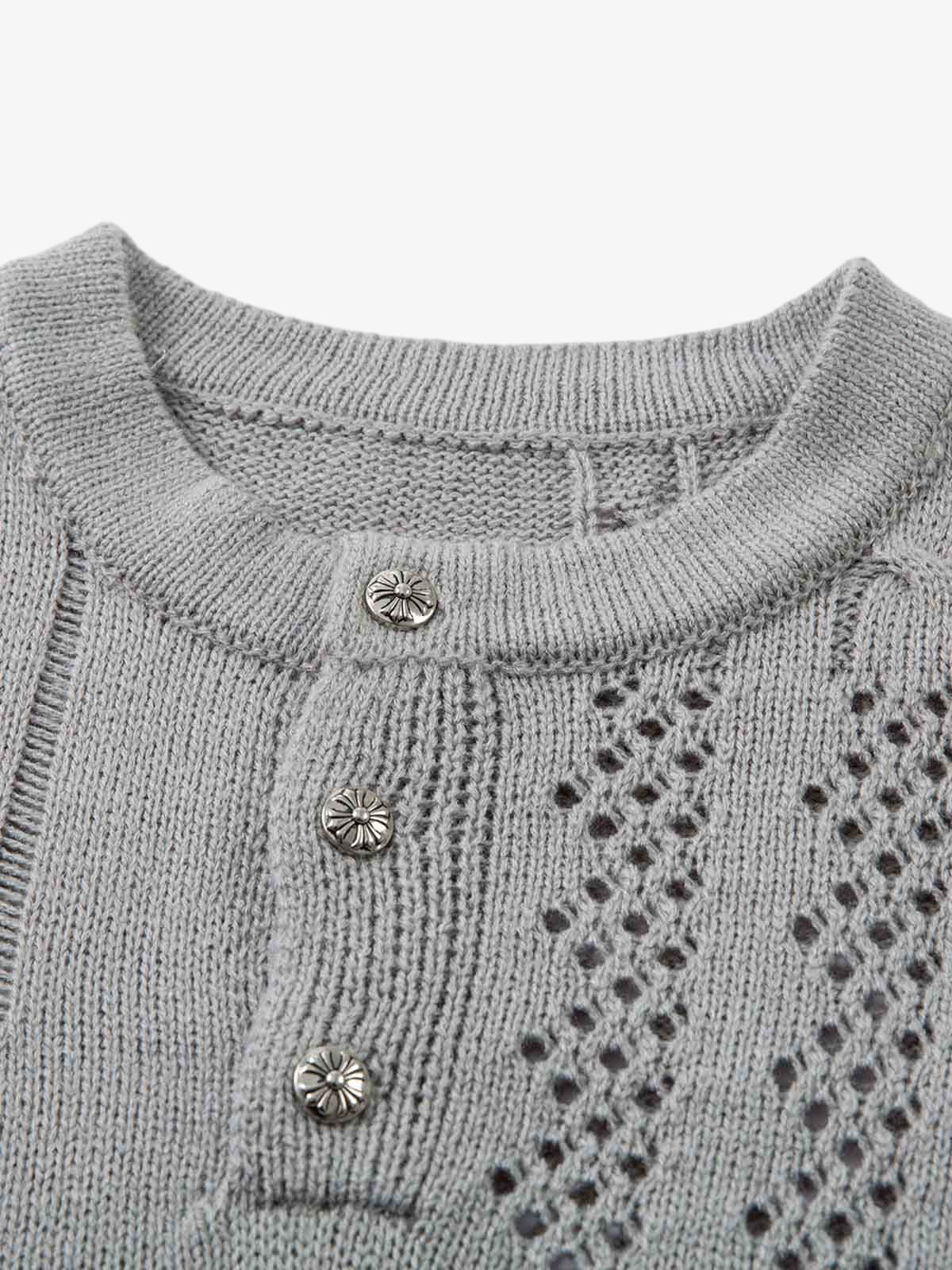 Openwork Knit Short-Sleeve Sweater